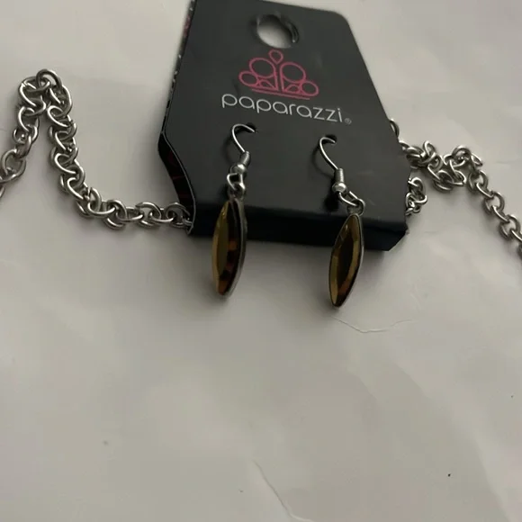 Crown Couture Silver and Brass Gem Necklace - Picture 4 of 6